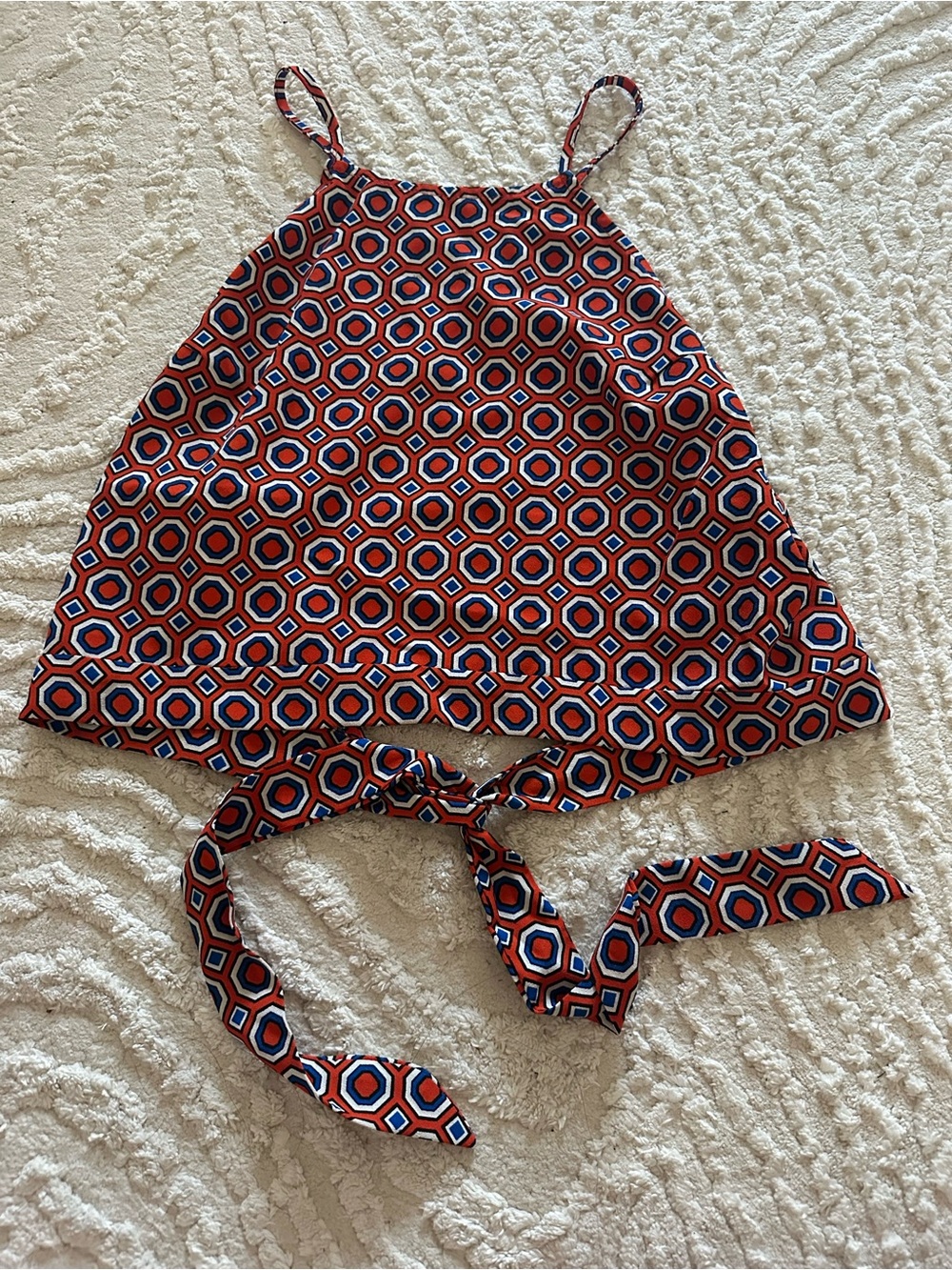 Forever 21 Dark Orange, Blue & White Geometric Cami